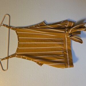 Striped Mustard Yellow Women's Cropped Tank. Size Large.